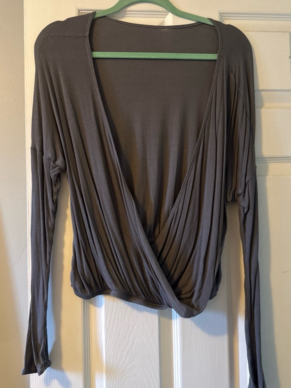 Universal Thread Charcoal Gray Draped Wrap Long Sleeve Top